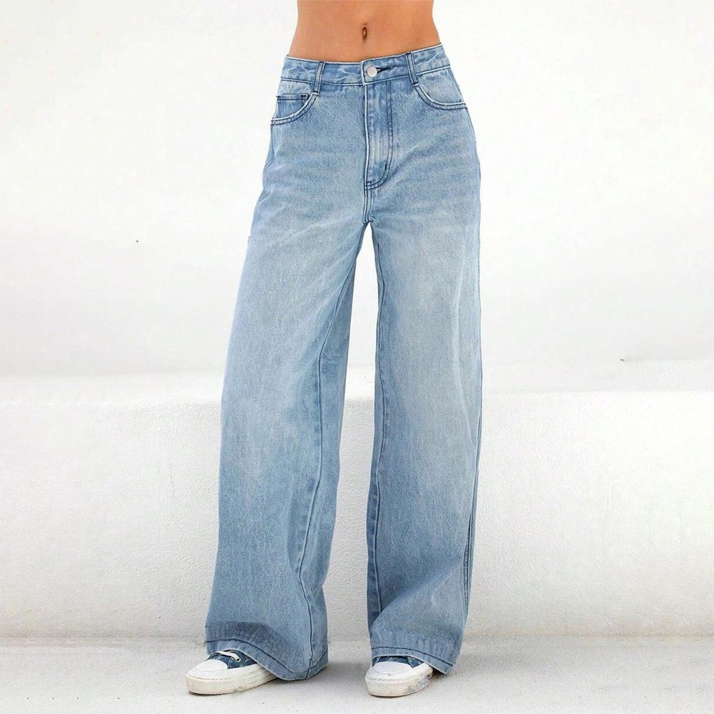 Women's Solid Color Casual Fashion Pants, Solid Color Versatile Slim Fit Jeans