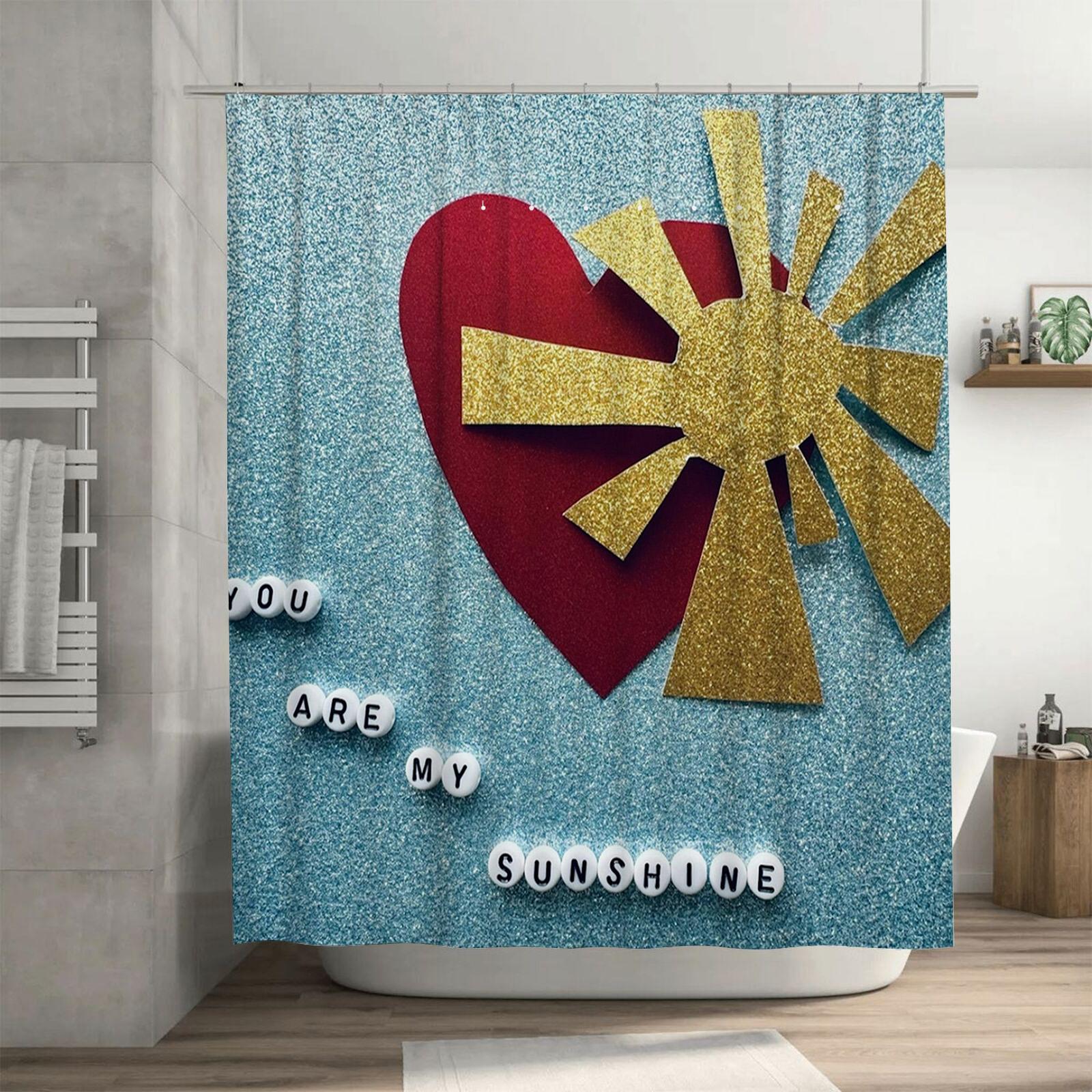 

You Are My Sunshine Heart and Sun Waterproof Shower Curtain for Bathroom Decor, High-Quality Material and Easy to Clean 90X180cm(35x70in)