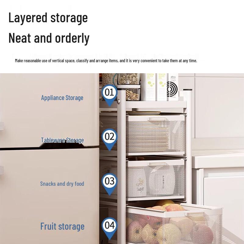 Narrow Gap Multi-Layer Kitchen Storage Cart