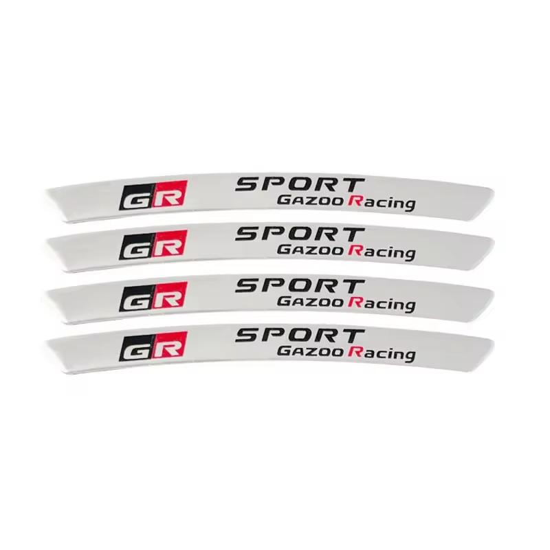 

4Pcs Aluminium GR Sport Logo Wheel Rim Stickers Emblem Badge For Toyota Gazoo Racing YARiS Corolla RAV4 C-HR Camry Supra Prado