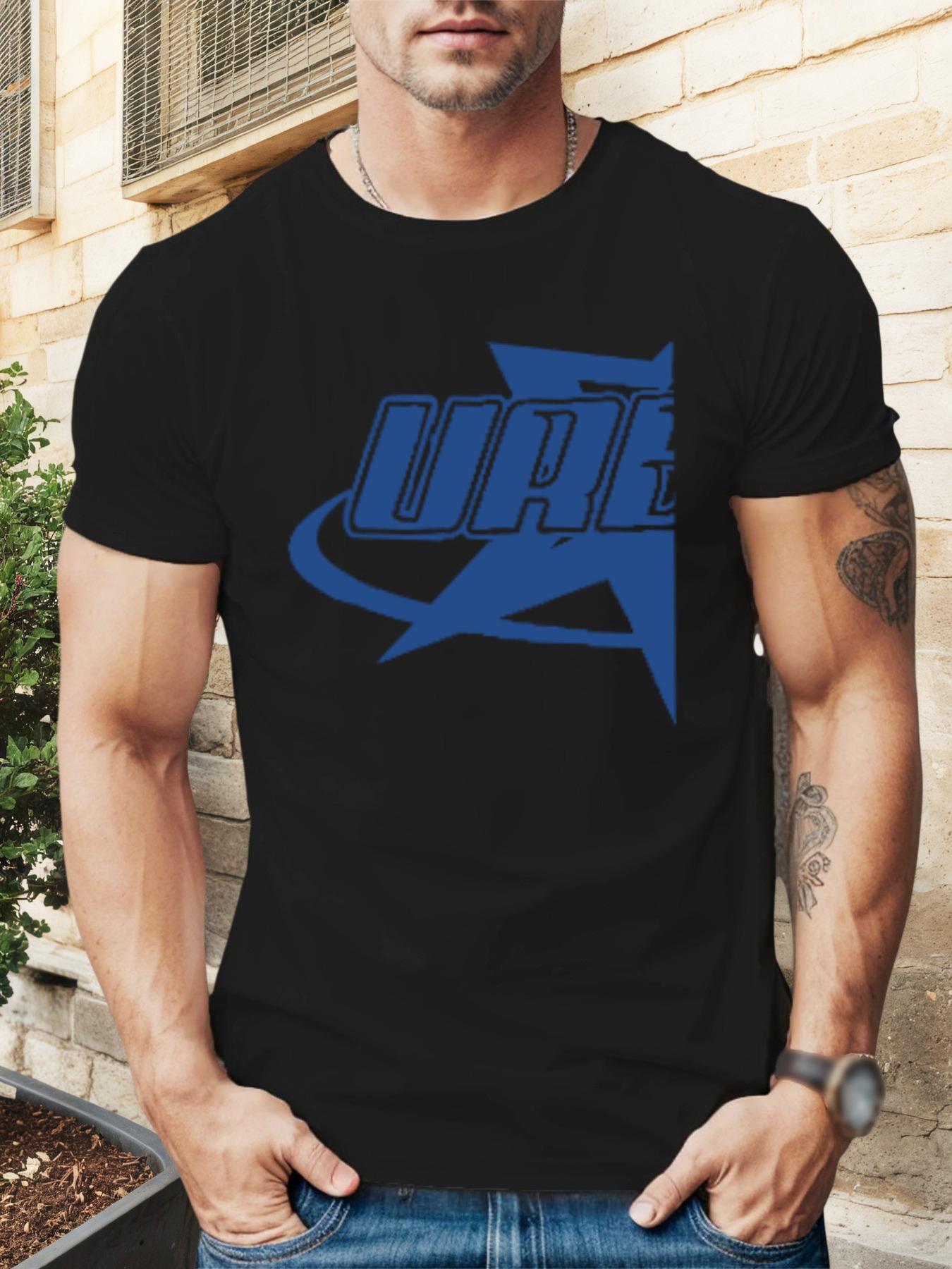 Star URD Graphic T-shirt - Beige Casual Summer Tee with Bold Blue Print XXXXL