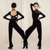 Nasjonal standard dansedrakt Klær for jenter Latin-øvingsklær Svarte topper bukser Langermet ballroom-dans treningsantrekk sett