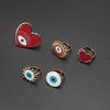 5Pcs Heart Enamel Evil Eye Open Band Women Rings Exaggerated Fashion Jewelry