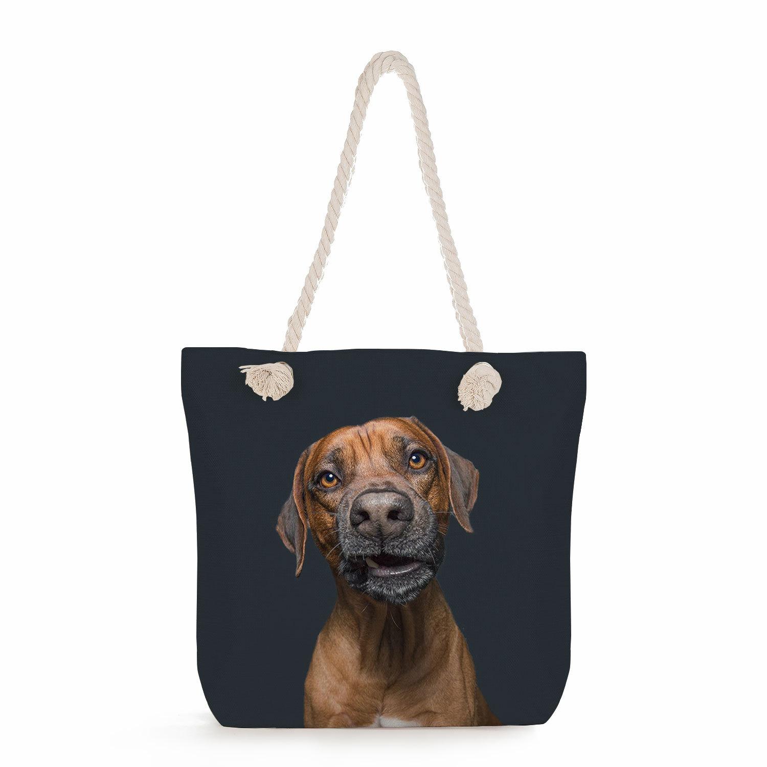 Dog print thick rope single-shoulder beach bag 7249 KTB