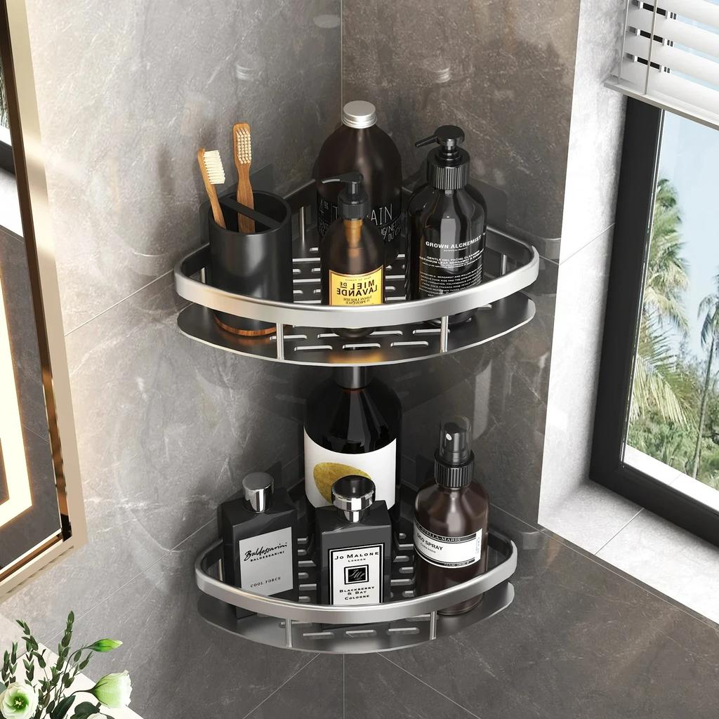 Bath Area Shelf Kitchen Storage Organizer Aluminum Alloy Shampoo Rack Shower Shelf Bath Area Accessories No Drill Shelf for Home