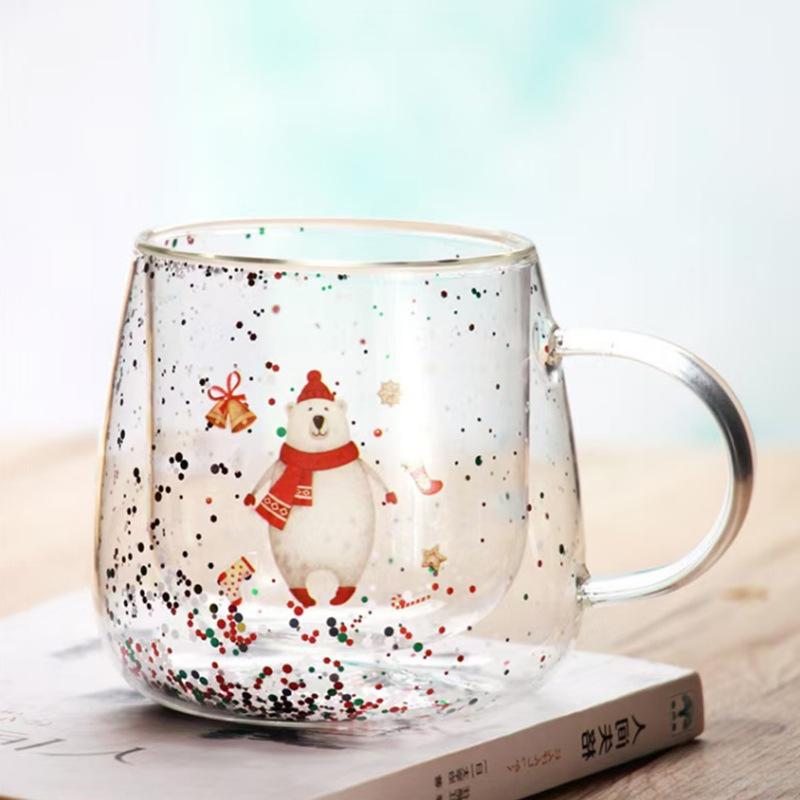 1 PC Double Wall Glass Cup 350ml /10 OZ Christmas Bubble Espresso Cup Coffee Mugs Dual Layered Glass Cups