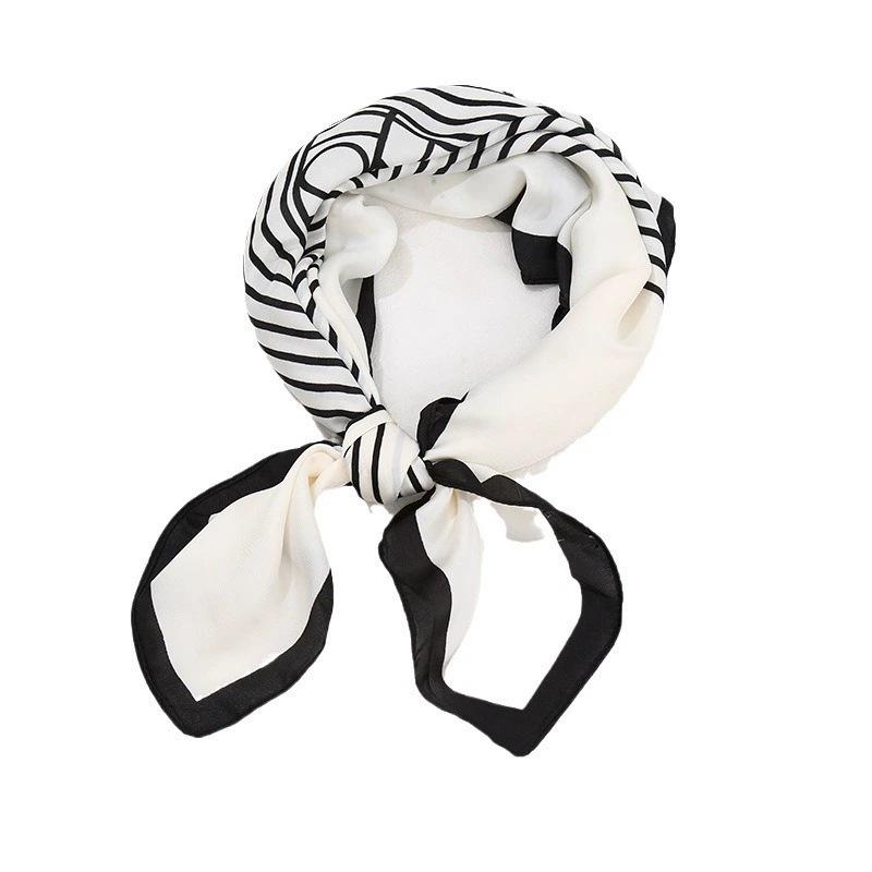 Retro Print Imitation Silk Neck Scarf for Women - Versatile High-End Neck Protector