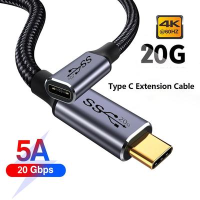 USB 3.2 Type C Extension Cable USB C To Type-c Male TO Female Extender Data Cable 4K PD100W Fast Charging USB-C Charge Cord Wire