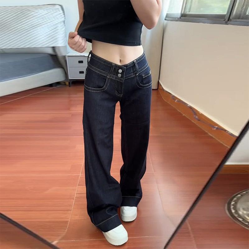 Women's Low Rise Flare Jeans Slim Bootcut Denim Pants Casual American Y2K Summer Trousers