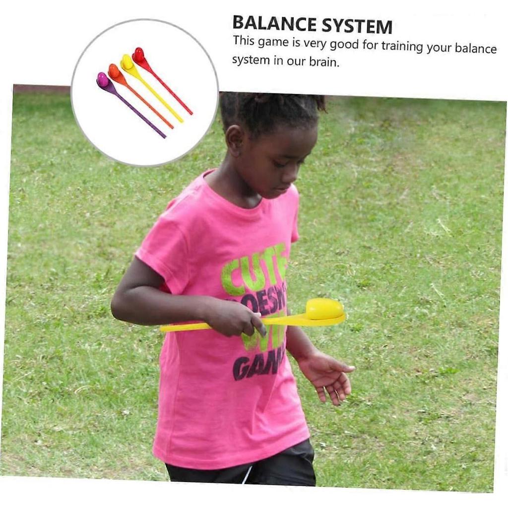 4 Pack Wooden Spoon Throwing Toy Wooden Egg Balance Game Lawn Game Outdoor Activity Toys