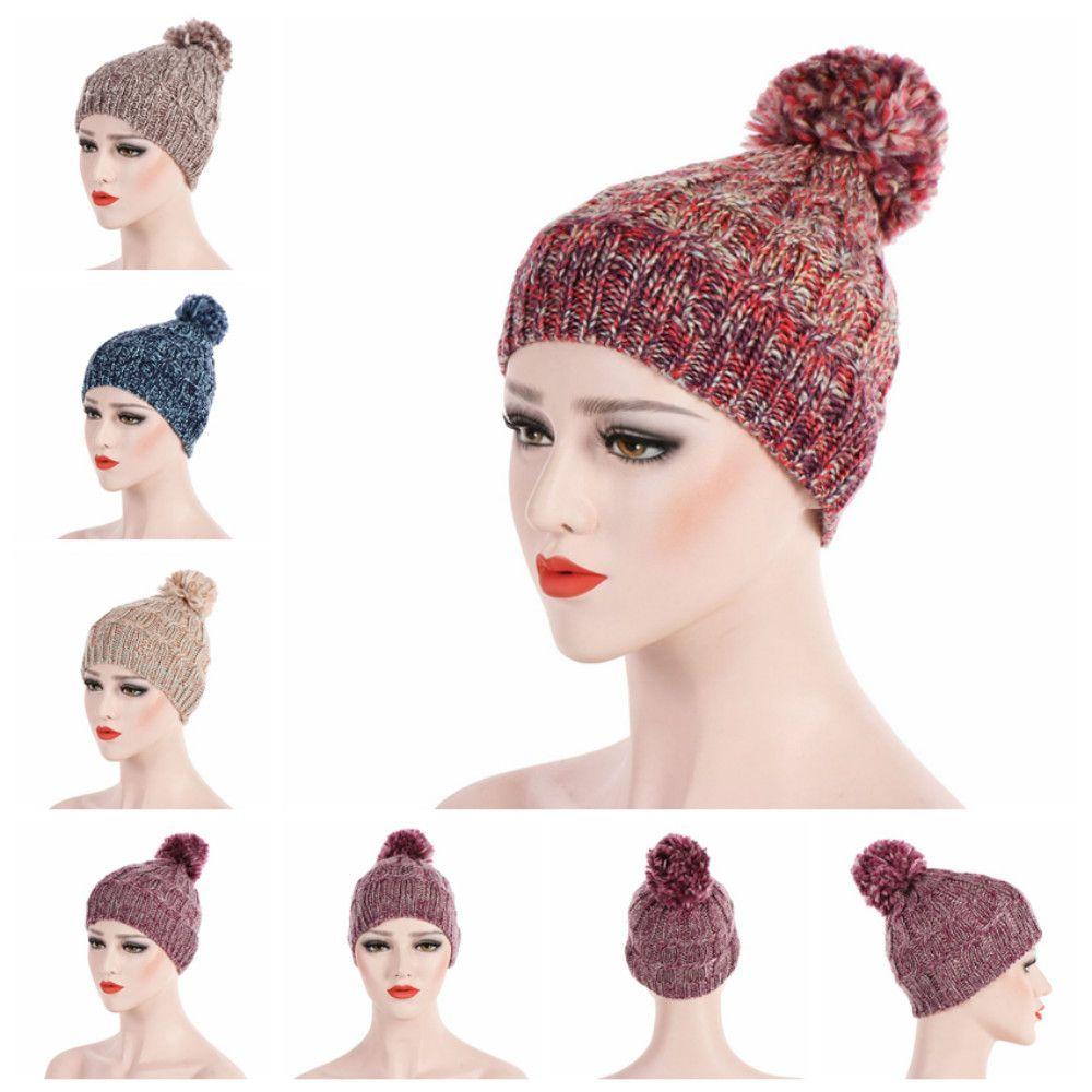 

Outdoor Crochet Stretch Winter Warm Beanie Ski Cap Fur Pom Women s Knit Hat