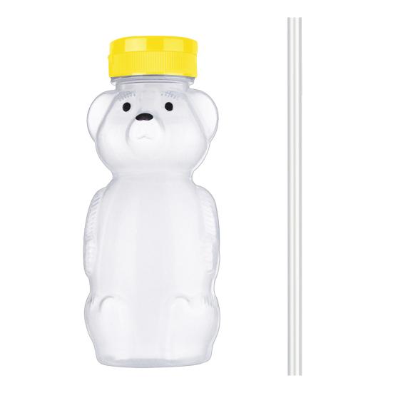 Yousheng 230ml Plastic Bear Bottle Cup with Flip Top Lid Mini Bear Shape Jar Empty Coffee Beer Drink Container for Juice Candy Milk Storing Dispensing