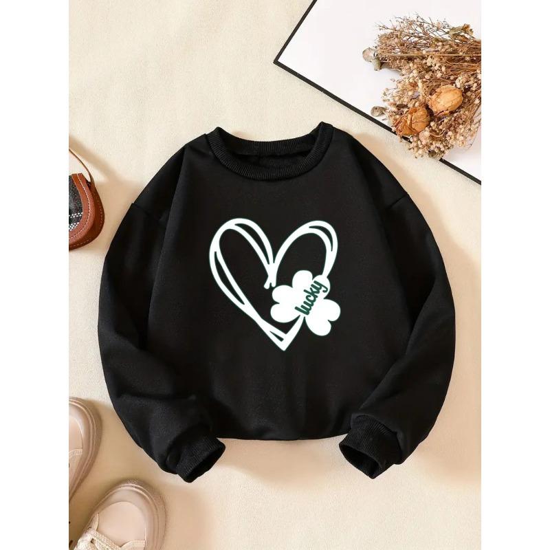 Kids Sweatshirt Creative Letter Pattern Sweatshirt Celebrating St. Patrick'S Day, Stylish And Casual, Perfect for Everyday Parties, Vacations