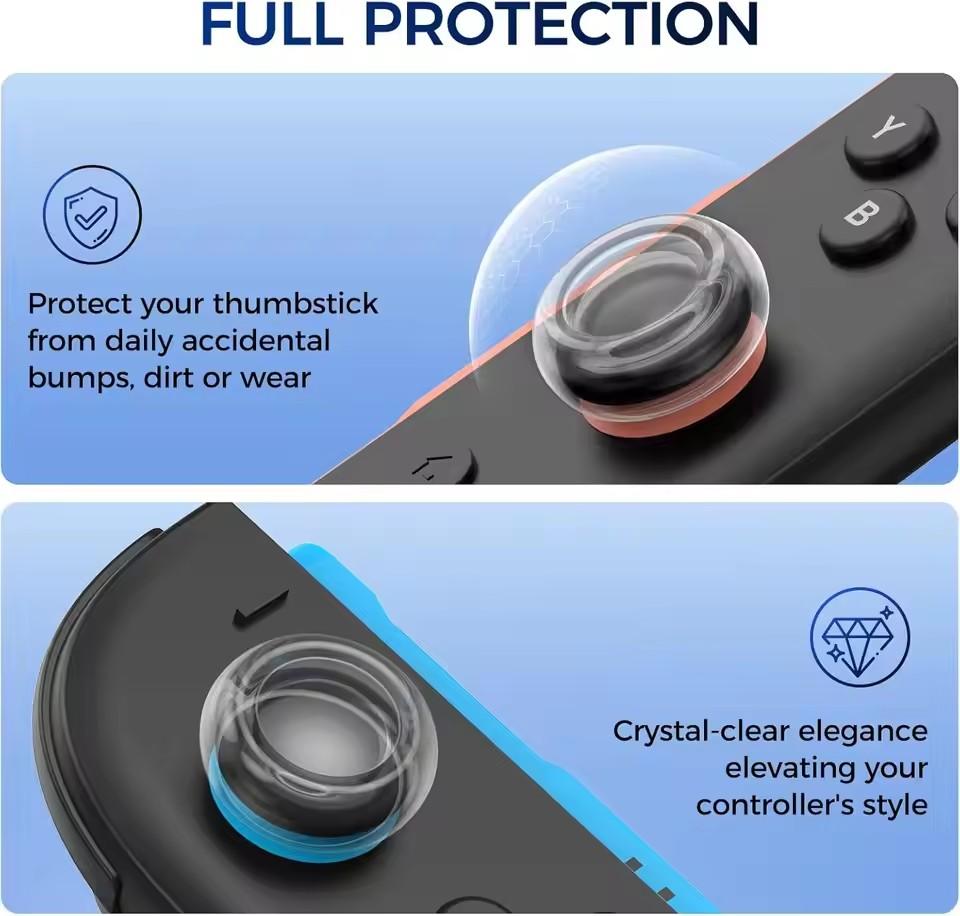 Joystick Caps for Switch 2 Console Soft Silicone Thumb Grip Case for Switch2 Joypad Transparent Non-Slip Thumbstick Grip Cover