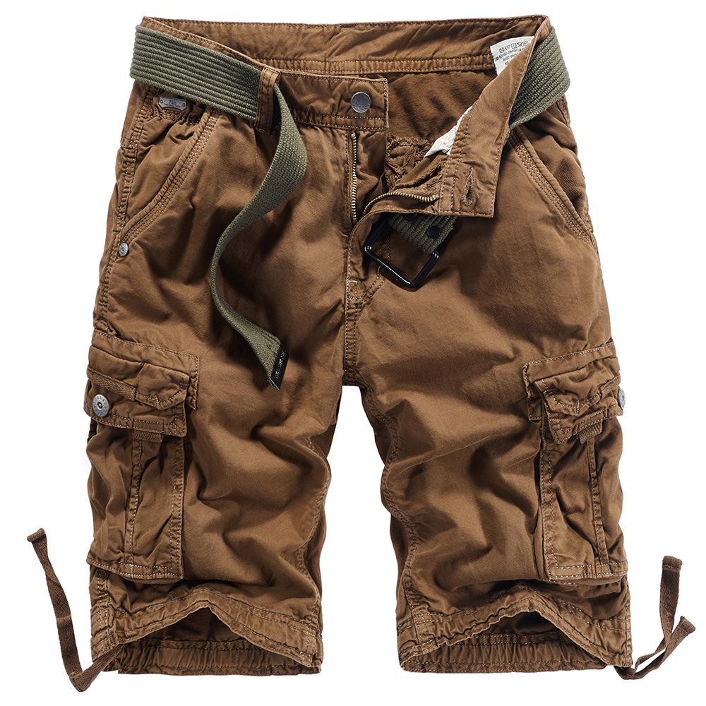 Men's Large Camouflage Cotton Work Shorts, WWII-Style Multi-Pocket Pants for Outdoor Training