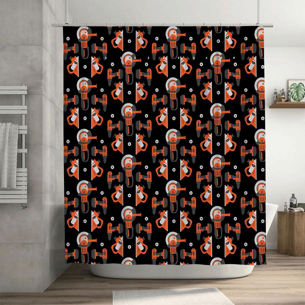 Modern Bathroom Decor Shower Curtain Fabric Printing Design Waterproof 180X240cm For Bathtub Decoration Home Accessories Orange