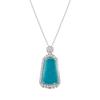 Zircon Blue Water Pendant Necklace for Girls - New Chinese Style, Light Luxury, High-End Feel