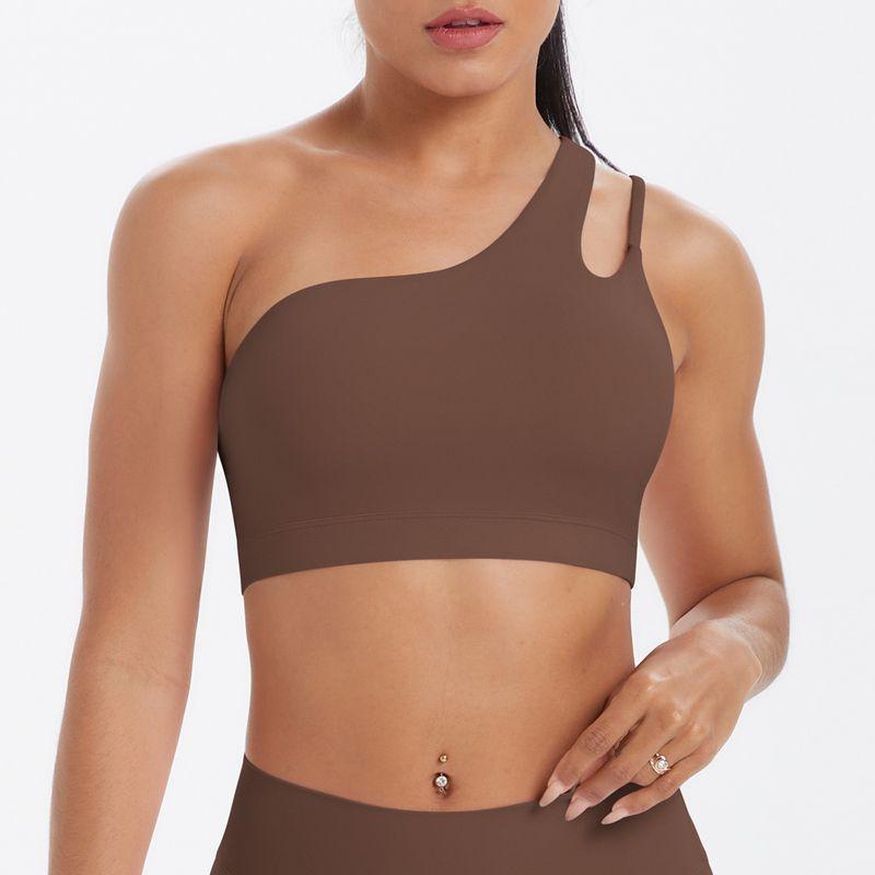 Oblique Shoulder Bubble Wrap Yoga Bra Cloud Sense Beauty Back Exercise Underwear Asymmetrical Shoulder Strap Running Workout Vest Tops