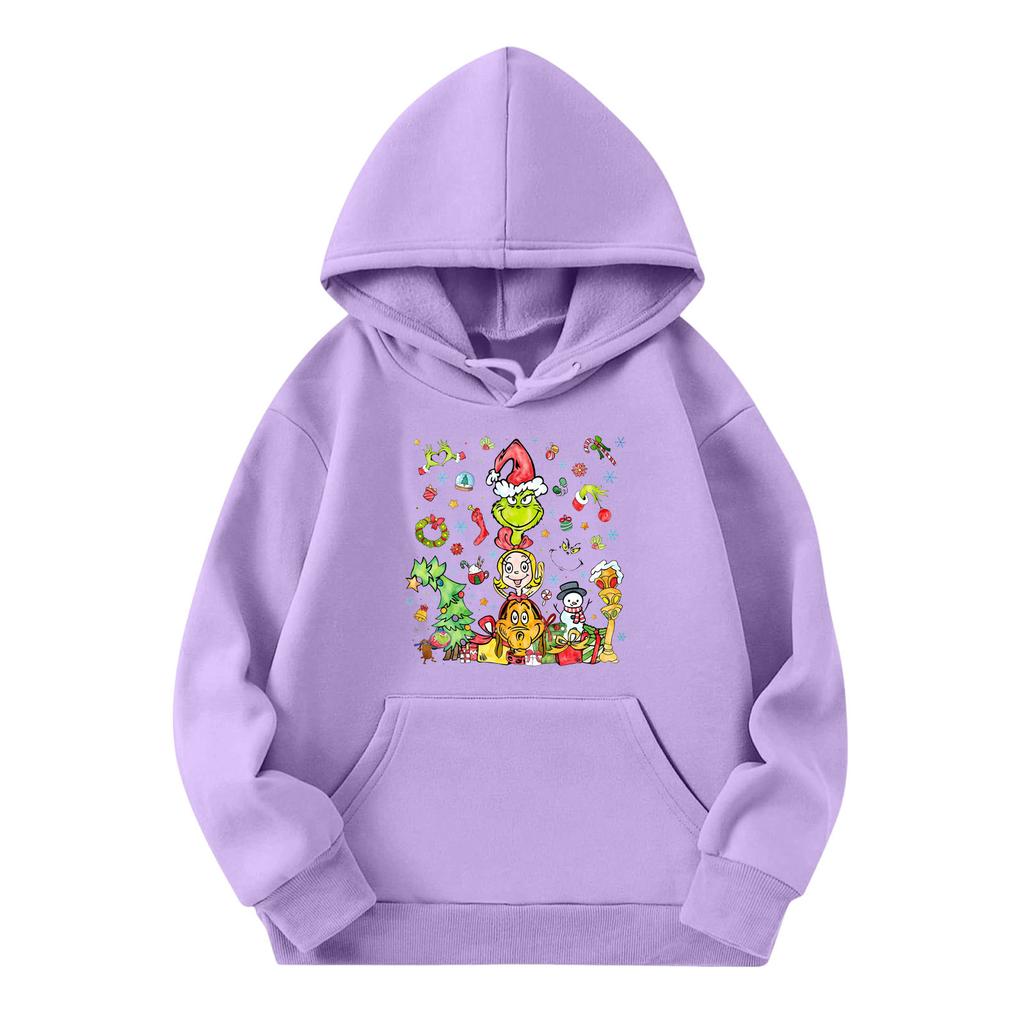 Child Fashion Lightweight Long Sleeve Pullover With Pockets Print Hoodie