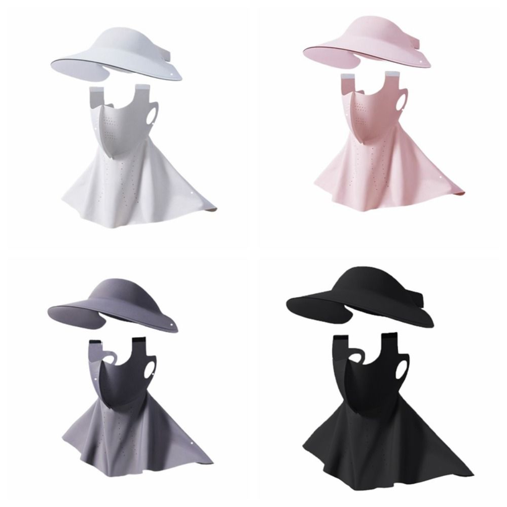 UV Protection Sunscreen Face Cover Dustproof Visor Hat Ice Silk Mask Wide Brimmed Hat Face Protection UV Protection Veil Fishing
