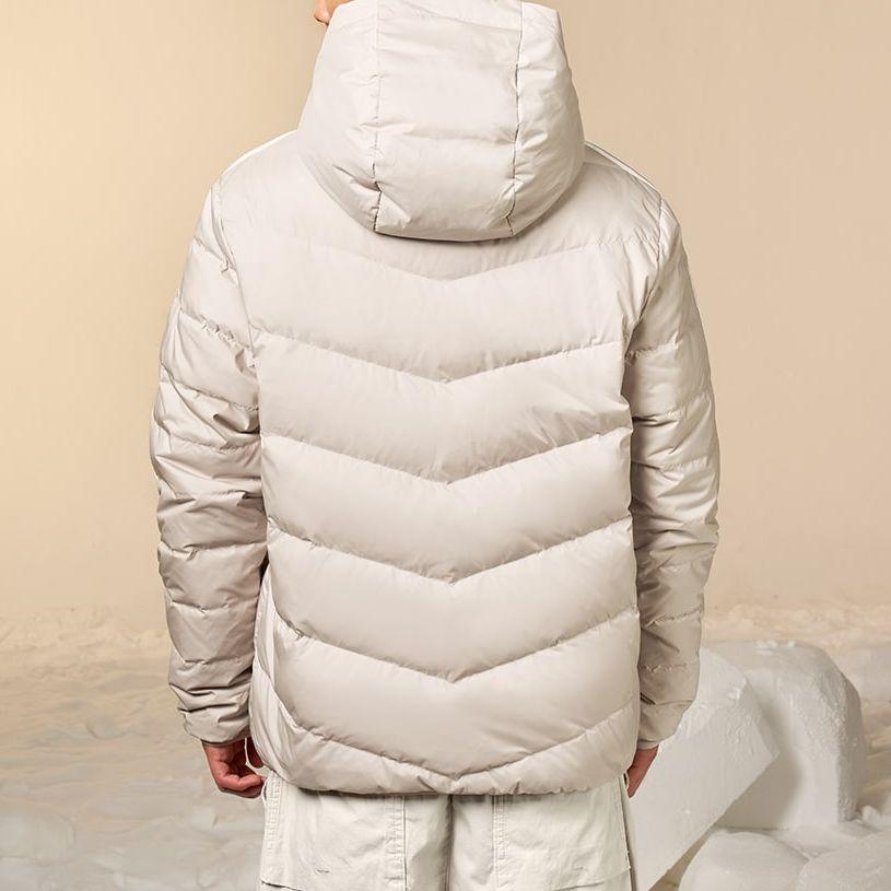 Adidas Solid Color Outdoor Quilted Lightweight Cotton Down Jacket With Hood Men Jackets Beige IK2374