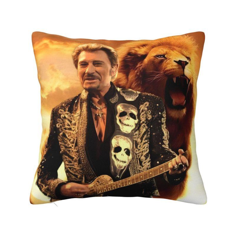 French Rock Music Johnny Hallyday Cushion Cover Polyester Throw Pillow Case Living Room Decoration Bedding Sofa Pillowcase