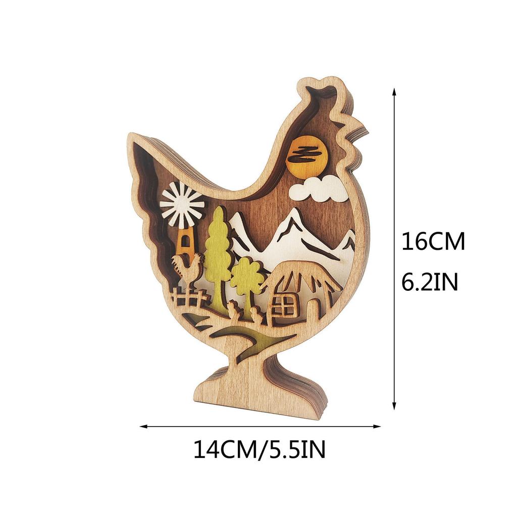 Easter 3D Animals Crafts Statue Wooden Creative Forest Animals Decor Hand Carved Creative Silhouette Home Decor Sculptures