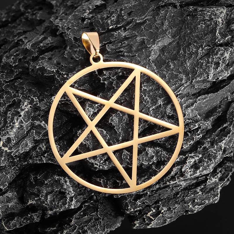 Stainless Steel Retro Religious Witchcraft Pentagram Pendant Necklace Men Women Fashion Lucky Jewelry