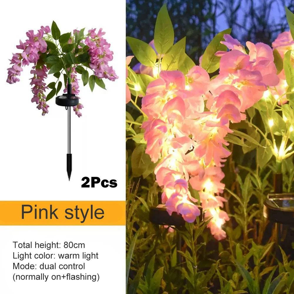 2X Solcelle Hagelys Kunstige Wisteria Blomster Solcellelys Utendørs Hagebelysning, LED Hage Solcellelys For Gårdsplass/Terrasse/Landskap/Gangvei