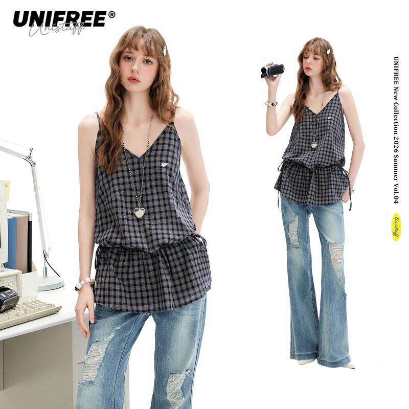 UNIFREE Retro Plaid Vest One Size