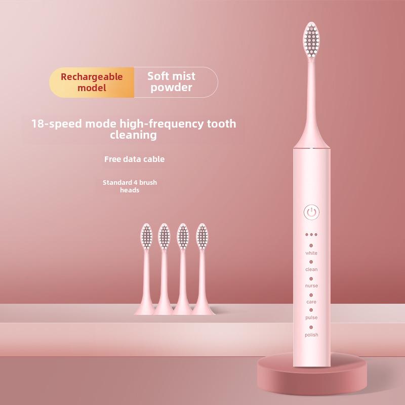 Unisex dobíjecí ultrazvukový elektrický zubní kartáček s měkkými štětinami pro domácnost i cestování