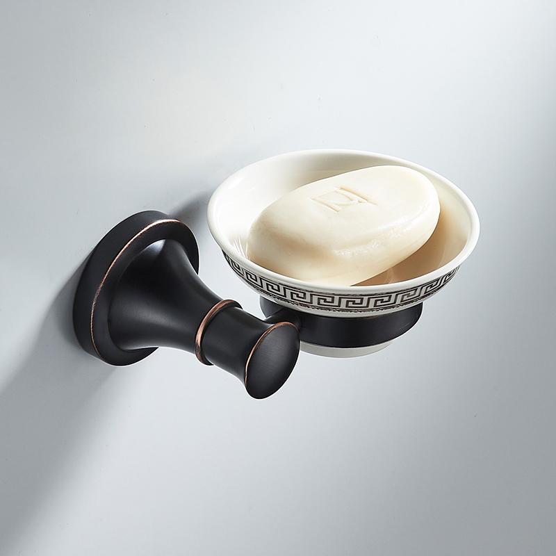 Bathroom Bath Toilet Paper Holder Robe Hook Bathroom Retractable Towel Hanging Rod Black Zinc Alloy EL852