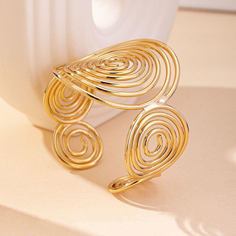 Verstellbares Damen Spiral Offenes Manschettenarmband Metalllegierung Manschette Armring Schmuck Geschenke