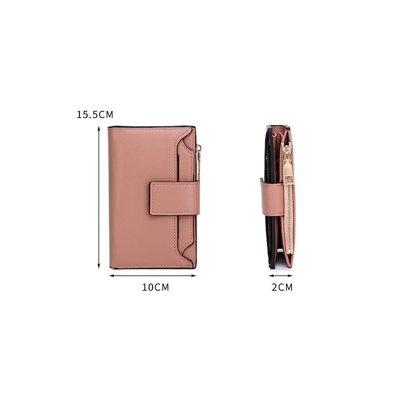 Short Multi-Functional Wallet Large Capacity Folding Zipper Bag Multi-Card Slot Leather Wallet/Coin Purse