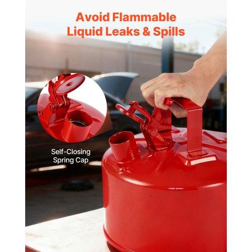 VEVOR Safety Gas Can, 9.5 L Type I Red Safety Can for Gasoline with Stainless Steel Flame Arrester, Self-Closing Lid, and PE Funnel