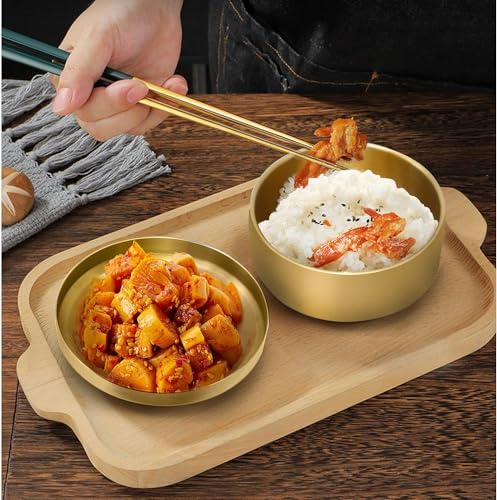 Korean-style rice bowl double wall stainless steel lid heat insulation thermal retention multifunctional suitable home commercial use ideal 2-piece