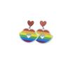 Rainbow Heart Tassel Dangle Earrings: Long Silver Needle Women's Summer Jewelry