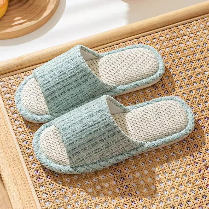 Linen Couple's Slippers Indoor Home Household Women Slippers Cotton Linen Couples Anti-slip Slippers Floor Mute Sandals Slippers