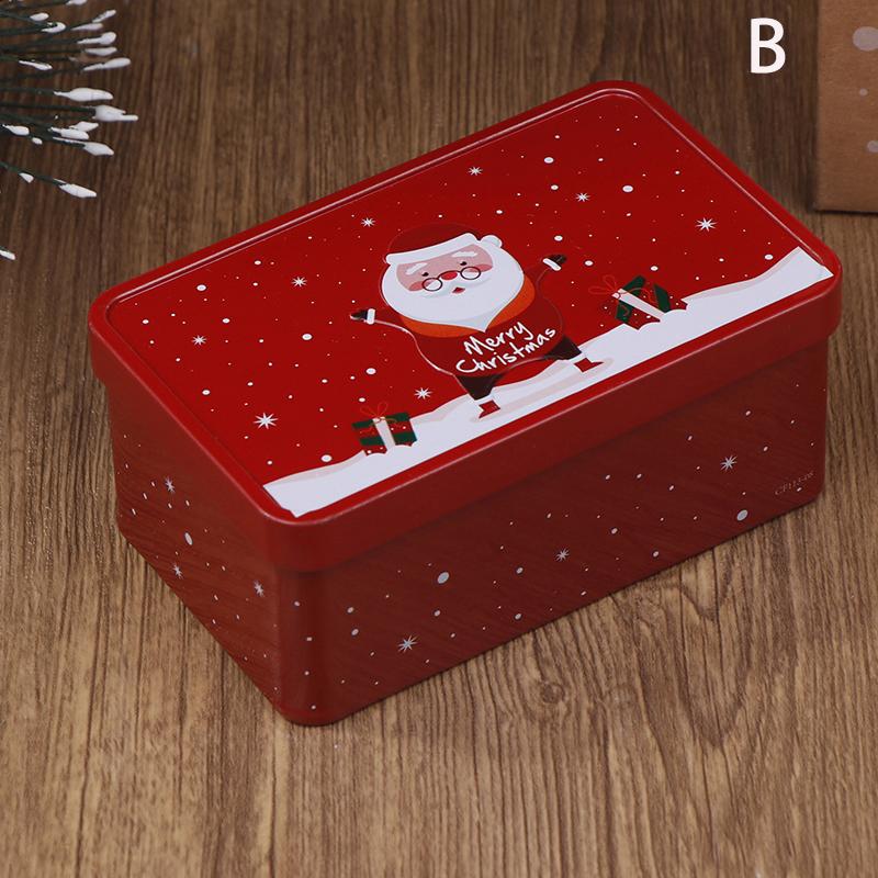 Rectangle Christmas Tinplate Box Empty Cookie Candy Box Santa Claus Gift Boxes Jewelry Storage Can Holiday Wedding Party Decor