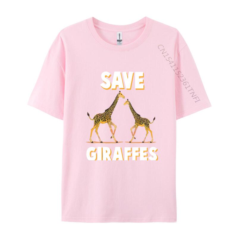 Save The Giraffes Safari Conservation TShirt Custom Funny Men Tops Tees Custom Cotton Black Graphic T Shirts