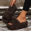 Fashion Fashion Solid Design Casual Thick Soled Cotton Slippers for Women 2025 Winter New Open Toes Comfortable Versatile Plush Draggers