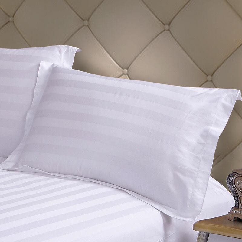 White Cotton Satin Stripe Pillowcase Pair with Free Shipping