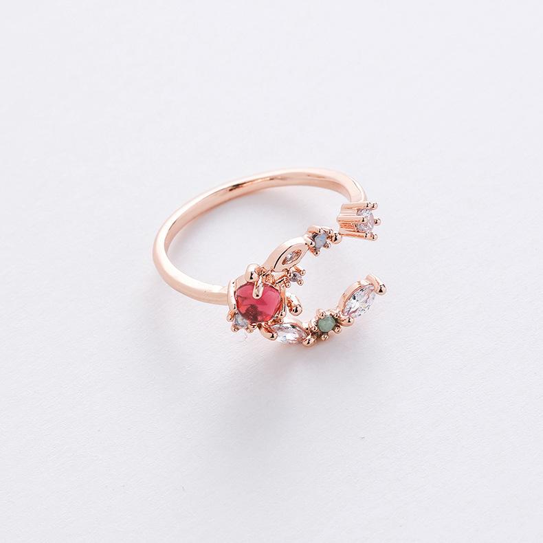 A variety of micro-set crystal zircon ring sweet and elegant ring popular jewelry