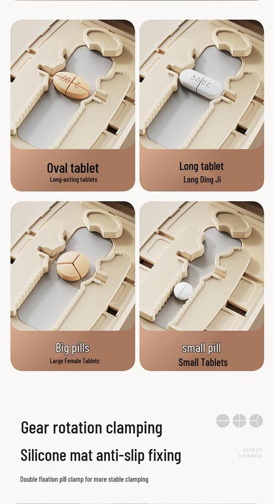 Multi-functional Pill Cutter & Divider with Storage – Portable 2, 3, & 4-Way Pill Dispenser Box Gadget
