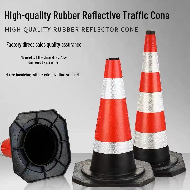 Reflective Traffic Cone Hat - Ice Cream Cone Marker, Construction Barrier, Rubber Traffic Cone 60cm 2kg