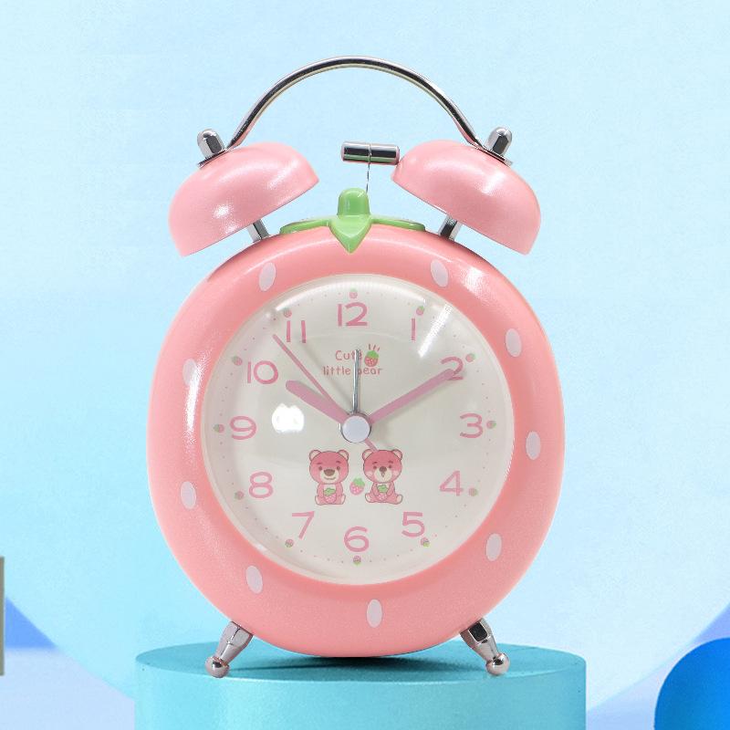 

Strawberry Small Alarm Clock for Children and Girls Bedrooms Dedicated To Students with Cartoon Self-discipline Cute Princess Bedside