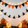 Non-woven Felt Halloween Decor 2 Pcs 7.5FT Garland, Pumpkin Ghost Bat Skull Garland with Fireplace Wood Beads, Party Hanging Banner for Doorway Indoor