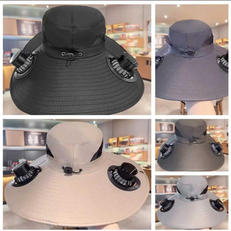 Quick Dry Bucket Hat with Solar Powered Fan USB Rechargeable Sun Hat for Outdoor Hiking Camping Fishing Large Size