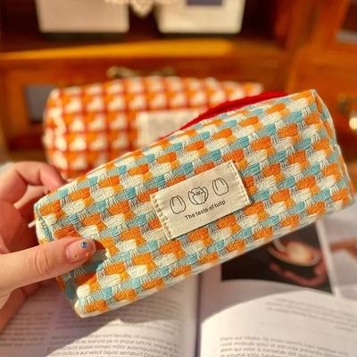 Girl Makeup Storage Pouch Japanese Simple Large Capacity Brush Cosmetic Bags  Fashion Students Girls Small Popular Pencil Case