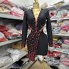 Women's Clothing: Elegant Bandage Long Sleeve Deep V Cutout Rhinestone Party Gown